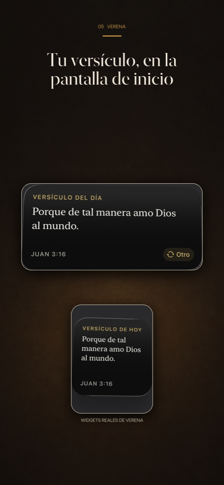 Widgets reales de Verena para la pantalla de inicio